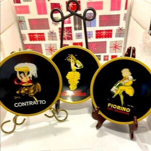 Set of 3 Sakura Vintage Style Wall Art Set - Black, Yellow, Red